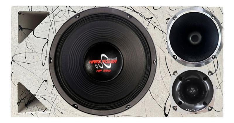 Caixa trio duto triângulo médio grave hard power hp550 corneta